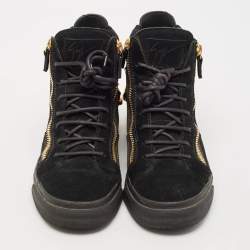 Giuseppe Zanotti Black Suede Kriss High Top Sneakers Size 39