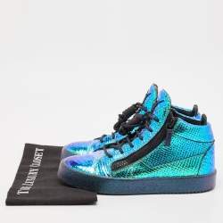 Giuseppe Zanotti Multicolor Foil Leather High Top Sneakers Size 40