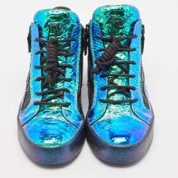 Giuseppe Zanotti Multicolor Foil Leather High Top Sneakers Size 40