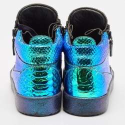 Giuseppe Zanotti Multicolor Foil Leather High Top Sneakers Size 40