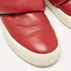 مملوكة مسبقًا Giuseppe Zanotti Red Leather Double Velcro Strap High Top Sneakers Size 44