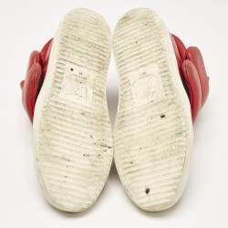 مملوكة مسبقًا Giuseppe Zanotti Red Leather Double Velcro Strap High Top Sneakers Size 44