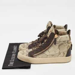Giuseppe Zanotti Multicolor Python Embossed Leather May London High Top Sneakers Size 40