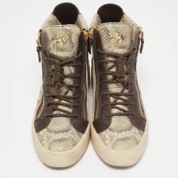 Giuseppe Zanotti Multicolor Python Embossed Leather May London High Top Sneakers Size 40