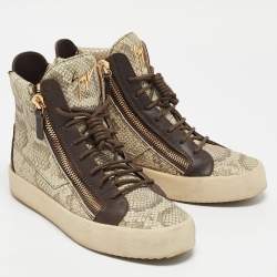 Giuseppe Zanotti Multicolor Python Embossed Leather May London High Top Sneakers Size 40