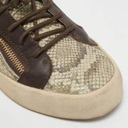 Giuseppe Zanotti Multicolor Python Embossed Leather May London High Top Sneakers Size 40