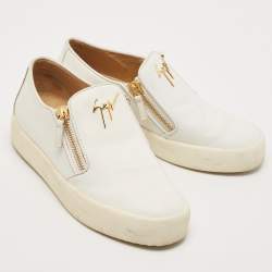 Giuseppe Zanotti White Leather Eve Slip On Sneakers Size 41