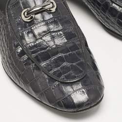 Giuseppe Zanotti Black Croc Embossed Leather Slip On Loafers Size 41