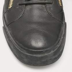 Giuseppe Zanotti Black Leather Double Metal Strap High-Top Sneakers Size 40 