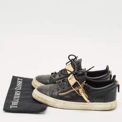 Giuseppe Zanotti Black Leather Low Top Sneakers Size 41