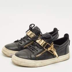 Giuseppe Zanotti Black Leather Low Top Sneakers Size 41