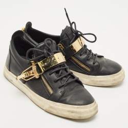 Giuseppe Zanotti Black Leather Low Top Sneakers Size 41