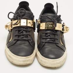 Giuseppe Zanotti Black Leather Low Top Sneakers Size 41
