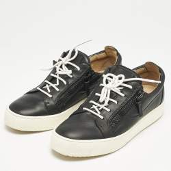 Giuseppe Zanotti Black Leather Frankie Sneakers Size 42.5