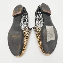 Giuseppe Zanotti Black Suede Crystal Embellished Smoking Slippers Size 41