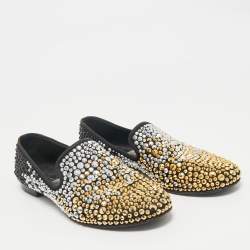 Giuseppe Zanotti Black Suede Crystal Embellished Smoking Slippers Size 41