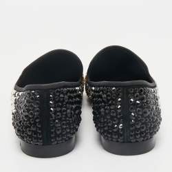 Giuseppe Zanotti Black Suede Crystal Embellished Smoking Slippers Size 41