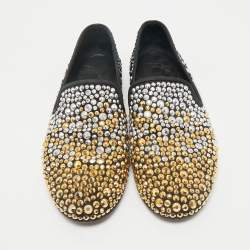 Giuseppe Zanotti Black Suede Crystal Embellished Smoking Slippers Size 41