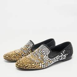 Giuseppe Zanotti Black Suede Crystal Embellished Smoking Slippers Size 41