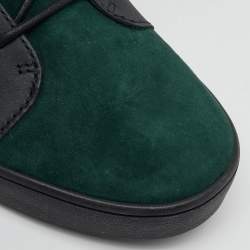 Giuseppe Zanotti Green/Black Suede and Leather Double Zip High Top Sneakers Size 45