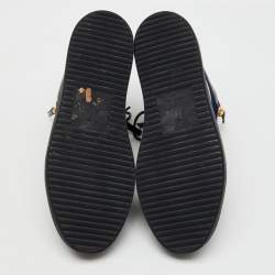 Pre Owned Giuseppe Zanotti Blue/Black Velvet and Patent Frankie High Top Sneakers Size 45