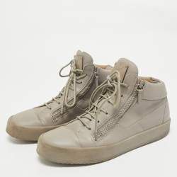 Giuseppe Zanotti Grey Leather Kriss High Top Sneakers Size 44.5