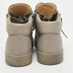 Giuseppe Zanotti Grey Leather Kriss High Top Sneakers Size 44.5
