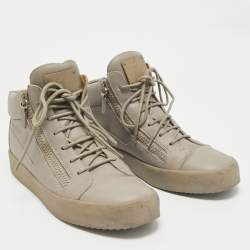 Giuseppe Zanotti Grey Leather Kriss High Top Sneakers Size 44.5