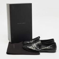 Giuseppe Zanotti Black Croc Embossed Leather Seymour Smoking Slippers Size 42
