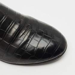 Giuseppe Zanotti Black Croc Embossed Leather Seymour Smoking Slippers Size 42