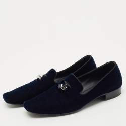 Giuseppe Zanotti Blue Suede Dice  Charm Slip-On Loafers Size 45