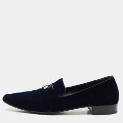 Giuseppe Zanotti Blue Suede Dice  Charm Slip-On Loafers Size 45