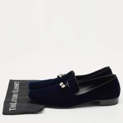 Giuseppe Zanotti Blue Suede Dice  Charm Slip-On Loafers Size 45