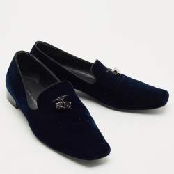 Giuseppe Zanotti Blue Suede Dice  Charm Slip-On Loafers Size 45