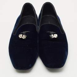 Giuseppe Zanotti Blue Suede Dice  Charm Slip-On Loafers Size 45