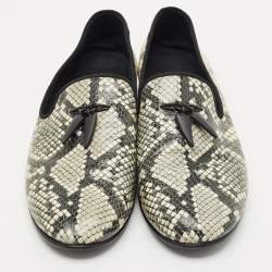 Giuseppe Zanotti Grey/Beige Python Embossed Leather Smoking Slippers Size 45