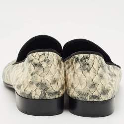 Giuseppe Zanotti Grey/Beige Python Embossed Leather Smoking Slippers Size 45