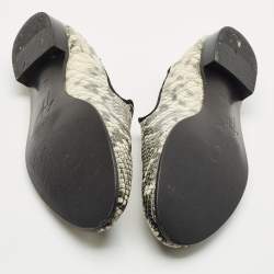 Giuseppe Zanotti Grey/Beige Python Embossed Leather Smoking Slippers Size 45