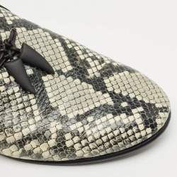 Giuseppe Zanotti Grey/Beige Python Embossed Leather Smoking Slippers Size 45