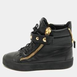 Giuseppe Zanotti Black Leather Coby High Top Sneakers Size 43
