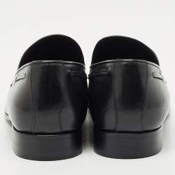 Giuseppe Zanotti Black Leather Fringe Slip On Loafers Size 45