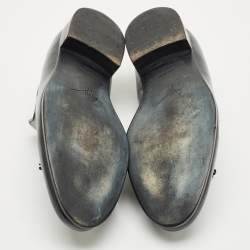 Giuseppe Zanotti Black Leather Fringe Slip On Loafers Size 45