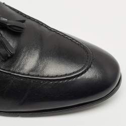 Giuseppe Zanotti Black Leather Fringe Slip On Loafers Size 45