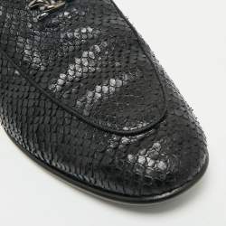 Giuseppe Zanotti Black Snakeskin Embossed Leather Smoking Slippers Size 45