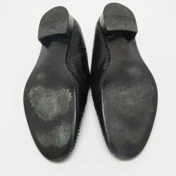 Giuseppe Zanotti Black Snakeskin Embossed Leather Smoking Slippers Size 45