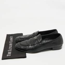 Giuseppe Zanotti Black Snakeskin Embossed Leather Smoking Slippers Size 45