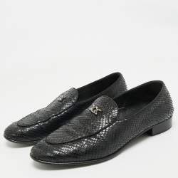 Giuseppe Zanotti Black Snakeskin Embossed Leather Smoking Slippers Size 45