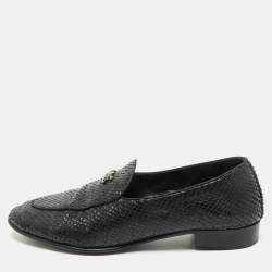 Giuseppe Zanotti Black Snakeskin Embossed Leather Smoking Slippers Size 45