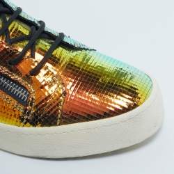 Pre Owned Giuseppe Zanotti Metallic Multicolor Leather Kriss High Top Sneakers Size 42.5