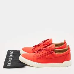 Pre Owned Giuseppe Zanotti Red Leather The Shark 5.0 Low Top Sneakers Size 47